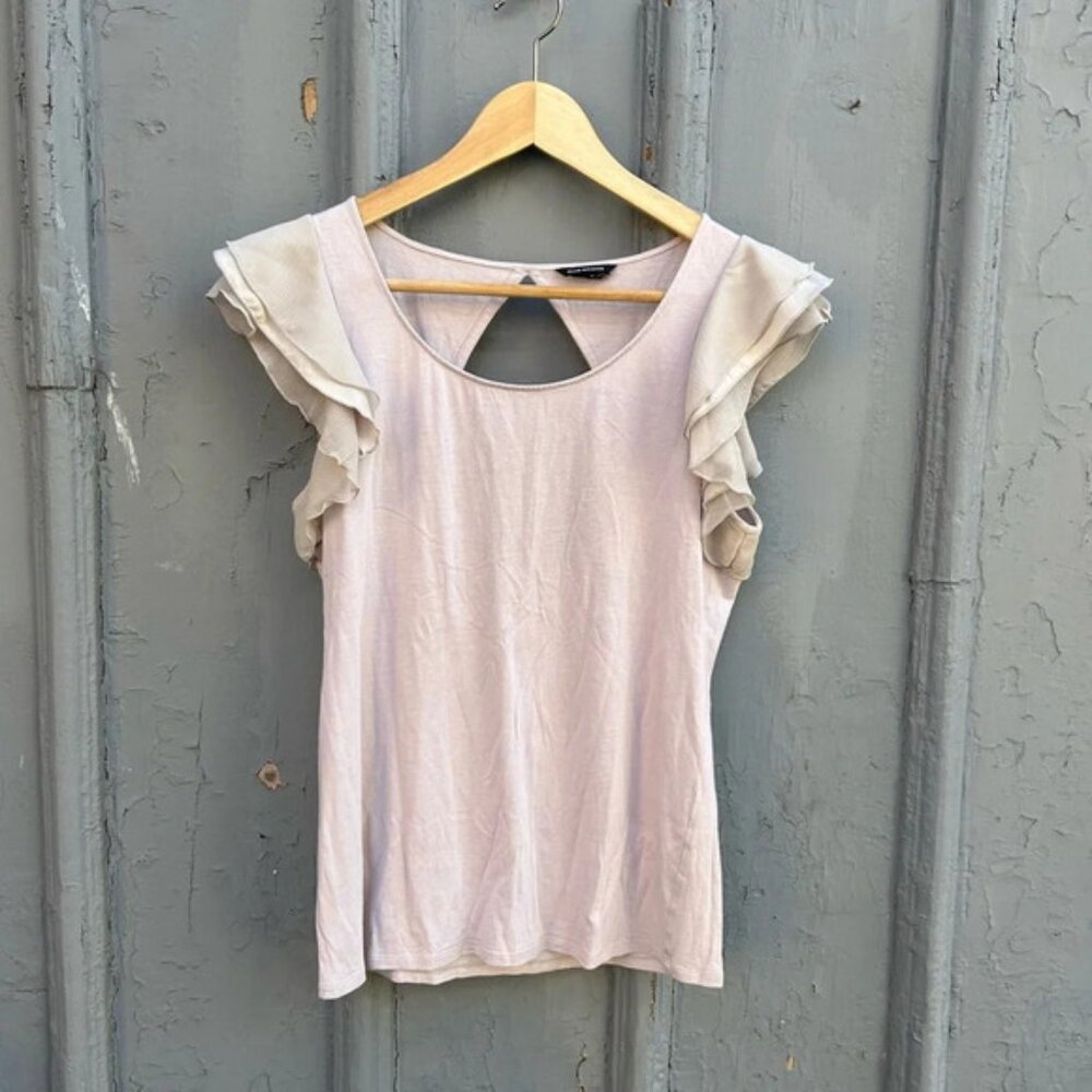 Club Monaco Ruffle  Sleeve blouse, size M